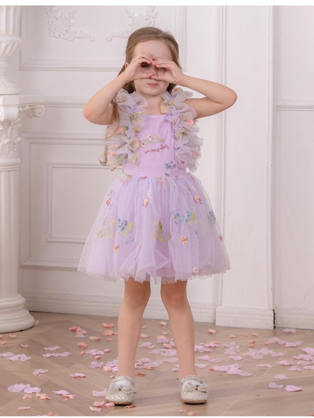 Floral purple tutu spring summer tulle dress